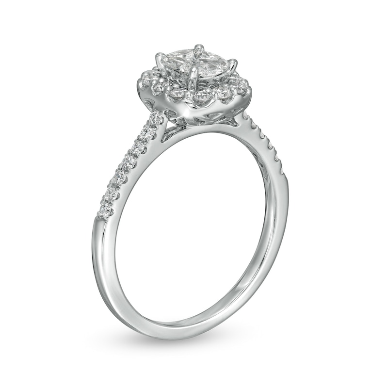 3/4 CT. T.W. Composite Cushion-Shaped Diamond Frame Engagement Ring in 10K White Gold