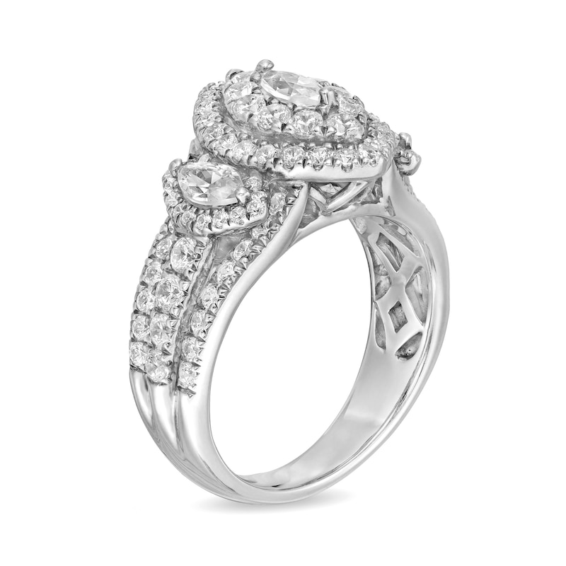 Main Image 3 of 2 CT. T.W. Marquise Diamond Past Present Future® Double Frame Engagement Ring in 14K White Gold