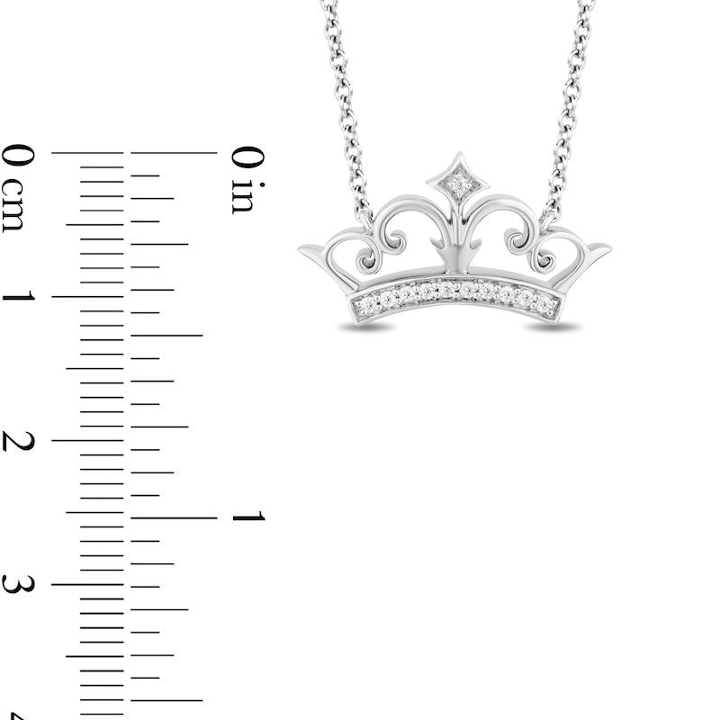 Main Image 3 of Enchanted Disney Ultimate Princess Celebration 1/10 CT. T.W. Diamond Tiara Necklace in Sterling Silver - 19&quot;