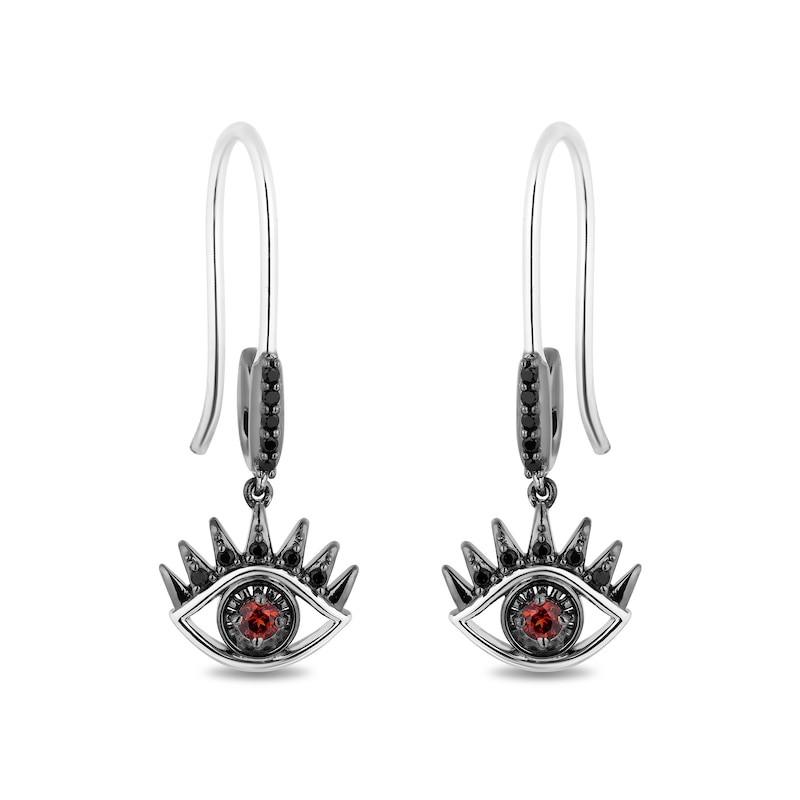 Main Image 1 of Enchanted Disney Villains Cruella De Vil 1/5 CT. T.W. Black Diamond and Garnet Earrings in Sterling Silver