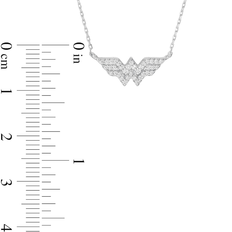 Main Image 3 of Wonder Woman™ Collection 1/10 CT. T.W. Diamond Symbol Necklace in Sterling Silver - 16&quot;