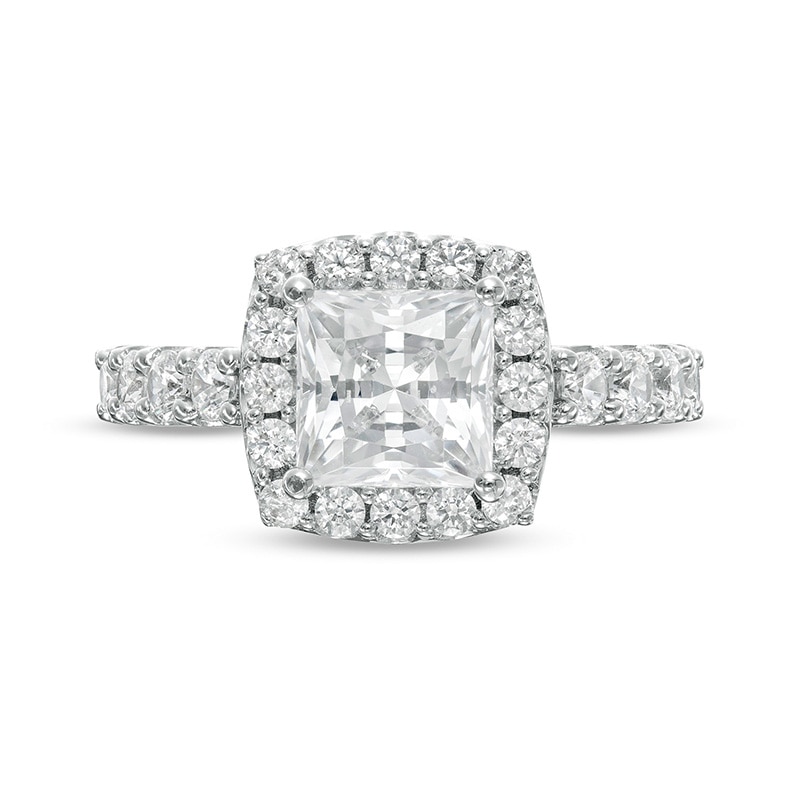 Main Image 4 of 2-1/2 CT. T.W. Certified Lab-Created Princess-Cut Diamond Frame Engagement Ring in 14K White Gold (F/VS2)