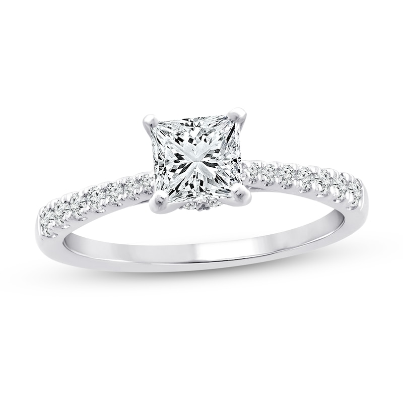 1-1/5 CT. T.W. Princess-Cut Certified Diamond Engagement Ring in 14K White Gold (I/SI2)