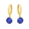 Thumbnail Image 0 of 6.0mm Blue Lab-Created Sapphire Solitaire Drop Earrings in 14K Gold