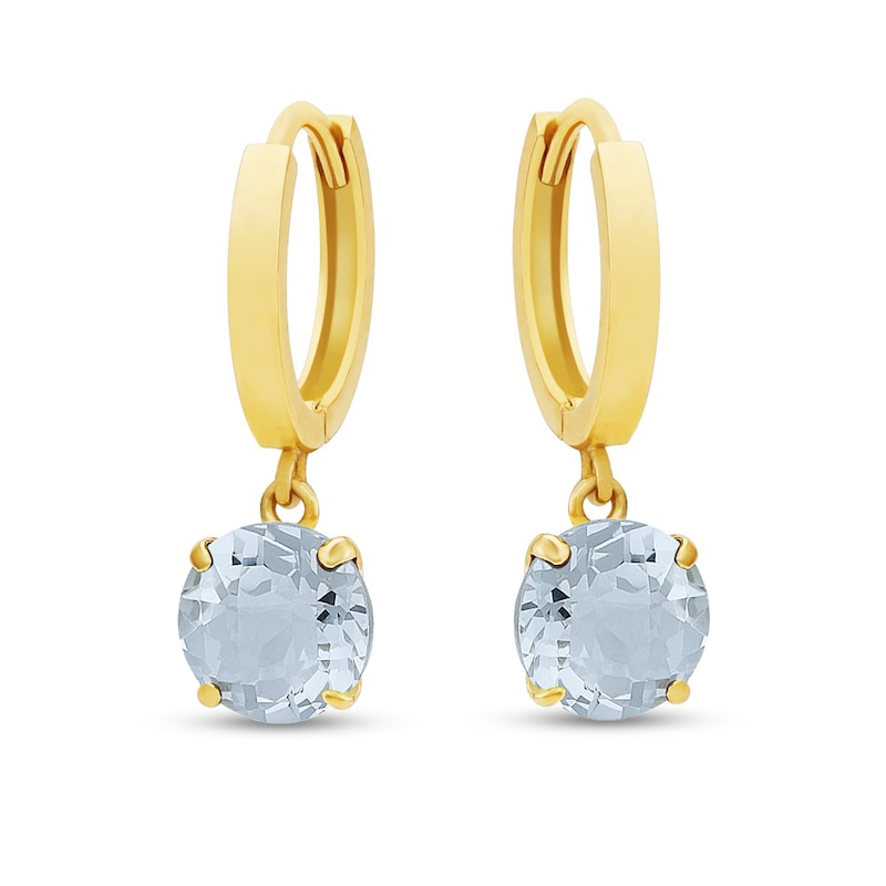 Main Image 1 of 6.0mm Aquamarine Solitaire Drop Earrings in 14K Gold