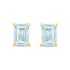 Thumbnail Image 0 of Emerald-Cut Aquamarine Solitaire Stud Earrings in 14K Gold