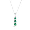 Thumbnail Image 1 of Journey Lab-Created Emerald Three Stone Cascading Linear Drop Pendant in 14K White gold