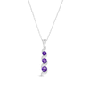 Thumbnail Image 0 of Journey Amethyst Three Stone Cascading Linear Drop Pendant in 14K White gold
