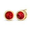 Thumbnail Image 0 of 6.0mm Lab-Created Ruby Bezel-Set Solitaire Stud Earrings in 14K Gold