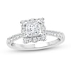 Thumbnail Image 1 of 1 CT. T.W. Princess-Cut Certified Diamond Scalloped Frame Engagement Ring in 14K White Gold (I/SI2)