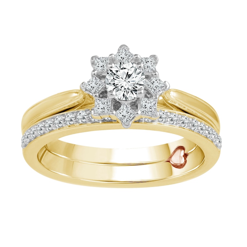 Main Image 1 of 5/8 CT. T.W. Diamond Flower Bridal Set in 14K Two-Toned Gold