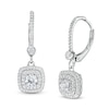 Thumbnail Image 1 of 3/4 CT. T.W. Diamond Double Cushion-Shaped Frame Drop Earrings in 10K White Gold