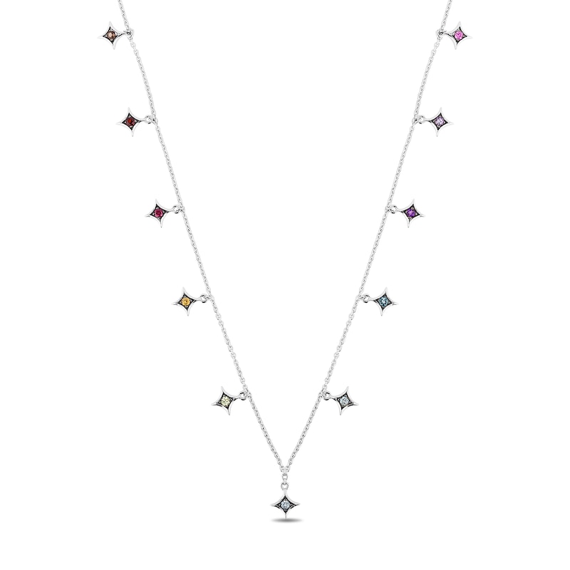 Main Image 1 of Enchanted Disney Ultimate Princess Celebration Multi-Gemstone Station Necklace in Sterling Silver - 17&quot;