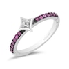 Thumbnail Image 0 of Enchanted Disney Ultimate Princess Celebration Aurora Pink Sapphire and Diamond Accent Star Ring in Sterling Silver