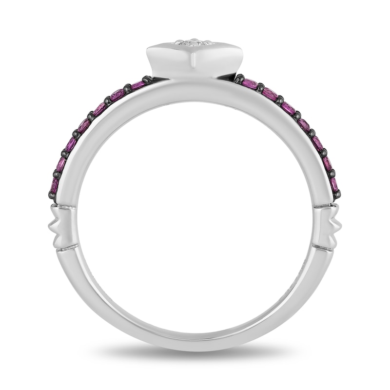 Enchanted Disney Ultimate Princess Celebration Aurora Pink Sapphire and Diamond Accent Star Ring in Sterling Silver