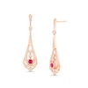 Thumbnail Image 1 of EFFY™ Collection 3.0mm Rhodolite Garnet and 3/8 CT. T.W. Diamond Art Deco Pendulum Drop Earrings in 14K Rose Gold