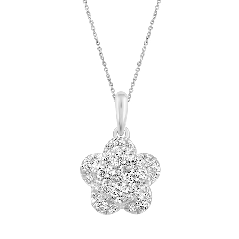 3/8 Ct Diamond Clover Designer Pendant 14k White Gold