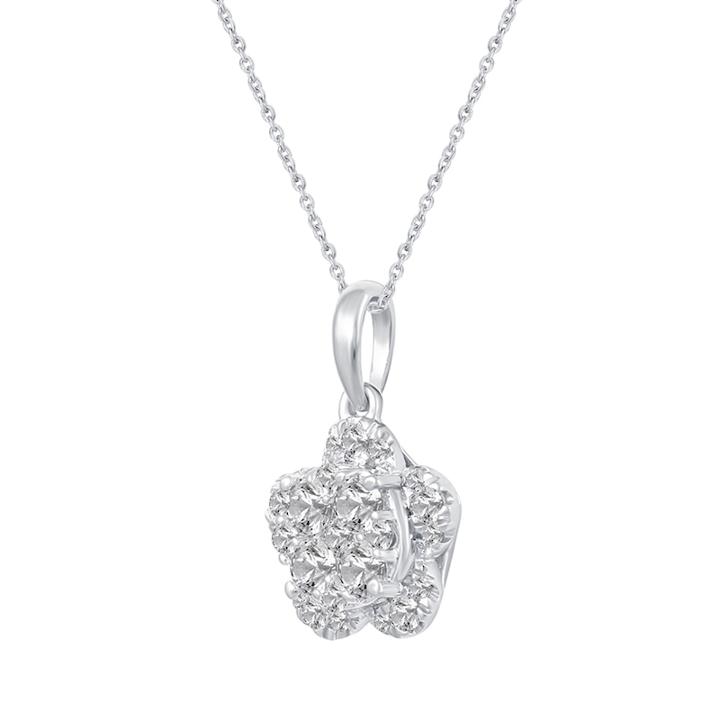 Main Image 2 of 1/2 CT. T.W. Composite Diamond Flower Pendant in 14K White Gold