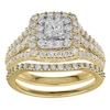 Thumbnail Image 0 of 1-1/2 CT. T.W. Princess-Cut Diamond Double Frame Multi-Row Bridal Set in 10K Gold