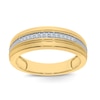 Thumbnail Image 0 of Men's 1/10 CT. T.W. Diamond Wedding Band in Sterling Silver with 14K Gold Plate
