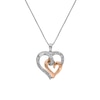 Thumbnail Image 1 of 1/10 CT. T.W. Diamond Double Heart Pendant in Sterling Silver and 10K Rose Gold