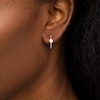 Thumbnail Image 2 of 4.0mm Freshwater Cultured Pearl and Beaded Hoop Earrings in 10K Gold