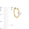 Thumbnail Image 3 of 4.0mm Freshwater Cultured Pearl and Beaded Hoop Earrings in 10K Gold