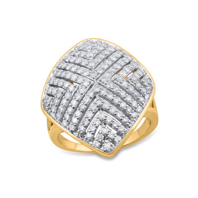 Main Image 1 of 1-1/2 CT. T.W. Composite Diamond Tilted Square Ring in 10K Gold