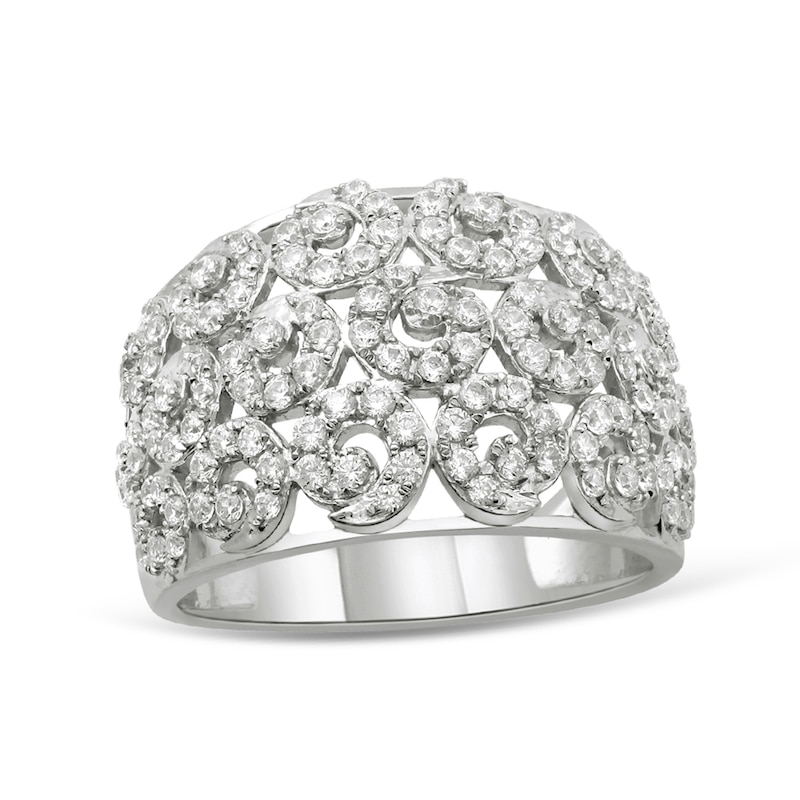 1 CT. T.W. Diamond Swirl Dome Ring in 14K White Gold | Zales Outlet