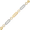 Thumbnail Image 1 of Diamond Accent Alternating Paper Clip Bracelet in Sterling Silver with 18K Gold Plate – 8.0&quot;