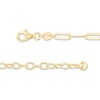 Thumbnail Image 2 of Diamond Accent Alternating Paper Clip Bracelet in Sterling Silver with 18K Gold Plate – 8.0"