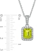 Thumbnail Image 3 of Octagonal Peridot and White Lab-Created Sapphire Frame Drop Pendant in Sterling Silver