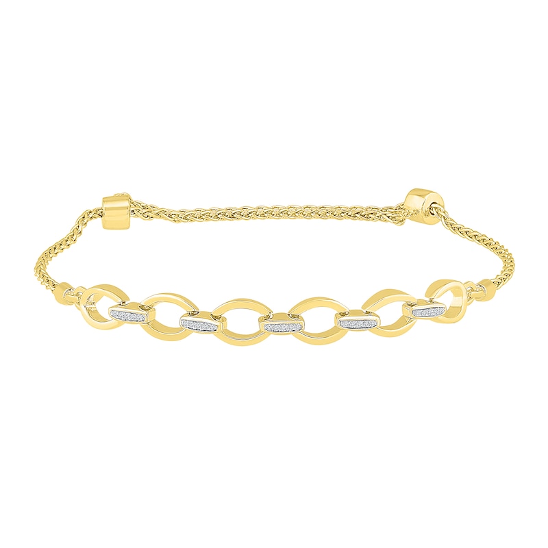 1/20 CT. T.W. Diamond Chain Link Bolo Bracelet in 10K Gold – 9.5"