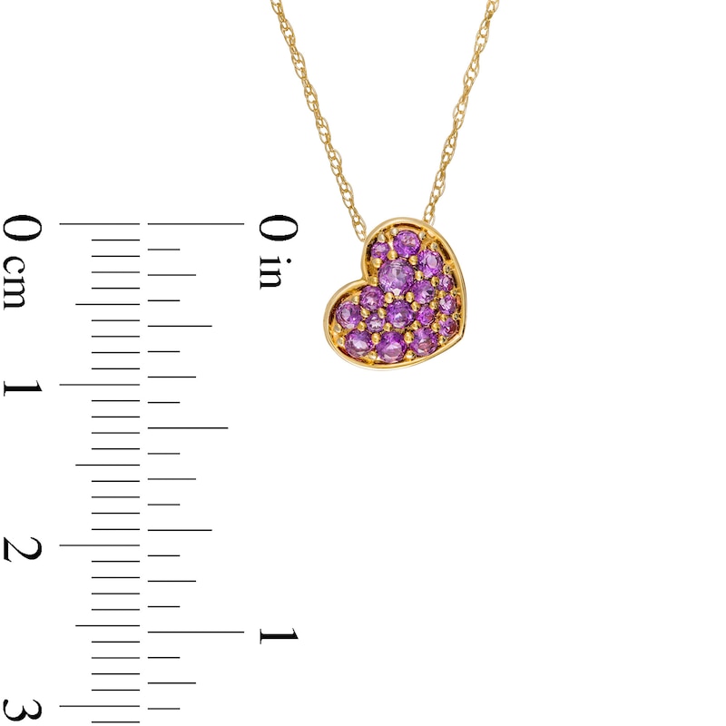 Main Image 3 of Amethyst Cluster Tilted Heart Pendant in 10K Gold