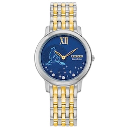Ladies' Citizen Eco-Drive® Disney Ariel Diamond Accent Two-Tone Watch with Blue Dial (Model: EX1499-50W)