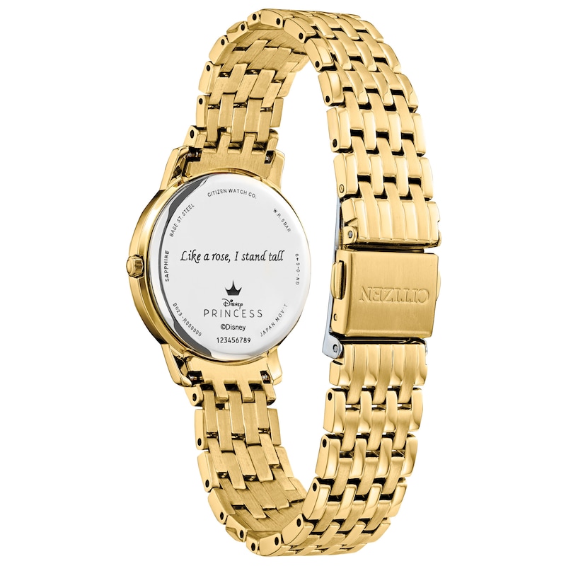 Main Image 3 of Ladies' Citizen Eco-Drive® Disney Belle Diamond Accent Gold-Tone Watch with Champagne Dial (Model: EX1492-59W)