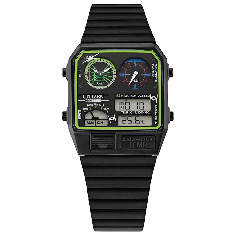 Men's Citizen Star Wars™ Trench Run Black IP Digital Watch with Square Black Dial (Model: JG2109-50W)