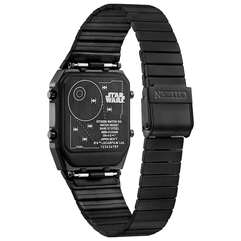 Men's Citizen Star Wars™ Trench Run Black IP Digital Watch with Square Black Dial (Model: JG2109-50W)