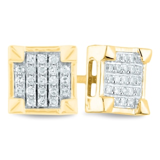 Men's 1/8 CT. T.W. Composite Diamond Square Stud Earrings in 14K Gold ...