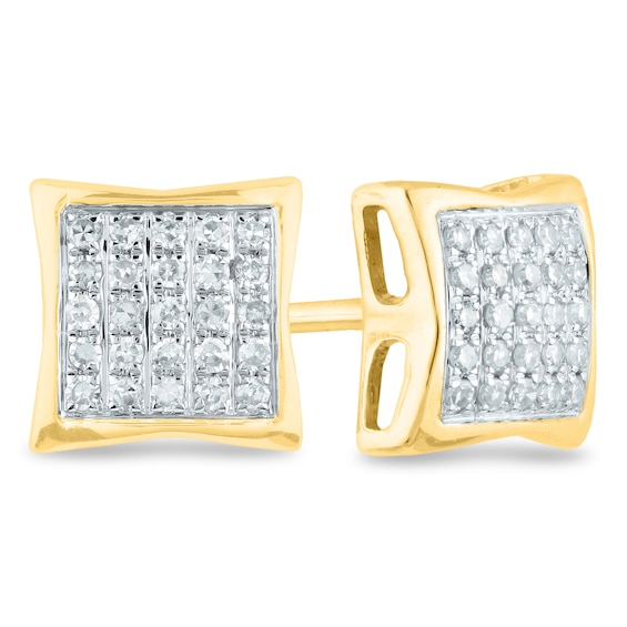 Men's 1/6 CT. T.W. Composite Diamond Square Stud Earrings in 14K Gold ...