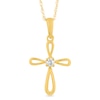 Thumbnail Image 1 of Diamond Accent Solitaire Loop Cross Pendant in 14K Gold (I/I3)