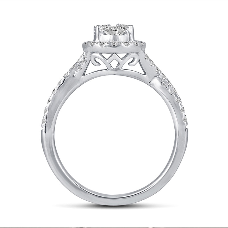 1-1/5 CT. T.W. Composite Oval Diamond Frame Three Piece Bridal Set in ...