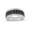 Thumbnail Image 1 of Men's 2 CT. T.W. Black Diamond Double Row Vintage-Style Band in Sterling Silver