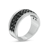 Thumbnail Image 2 of Men's 2 CT. T.W. Black Diamond Double Row Vintage-Style Band in Sterling Silver