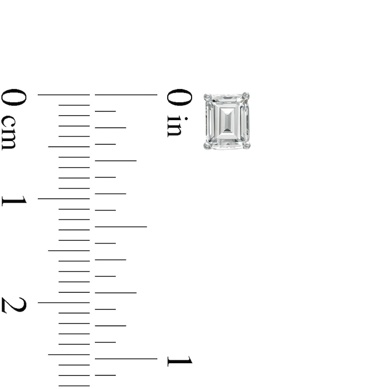 Main Image 3 of 1 CT. T.W. Certified Emerald-Cut Lab-Created Diamond Solitaire Stud Earrings in 14K White Gold (F/SI2)