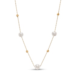 EFFY™ Collection 9.0mm Freshwater Cultured Pearl and Bead Station Necklace in 14K Gold