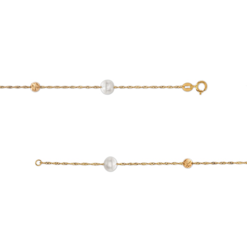 Main Image 2 of EFFY™ Collection 9.0mm Freshwater Cultured Pearl and Bead Station Necklace in 14K Gold