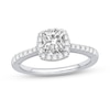 Thumbnail Image 1 of Cushion-Cut Certified Center Diamond 1-1/3 CT. T.W. Frame Engagement Ring in 14K White Gold (H/SI2)