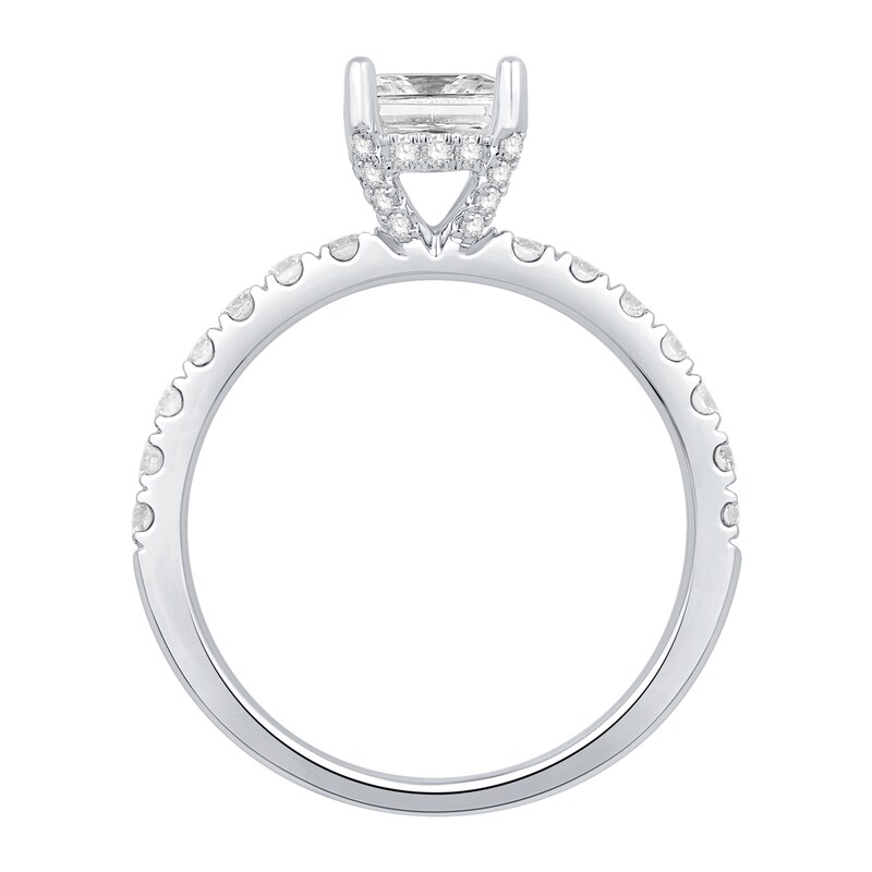 Main Image 3 of Cushion-Cut Certified Center Diamond 1-1/2 CT. T.W. Engagement Ring in 14K White Gold (D/VVS2)