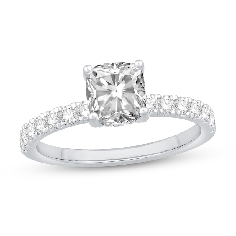 Main Image 1 of Cushion-Cut Certified Center Diamond 2-5/8 CT. T.W. Engagement Ring in 14K White Gold (G/VS2)